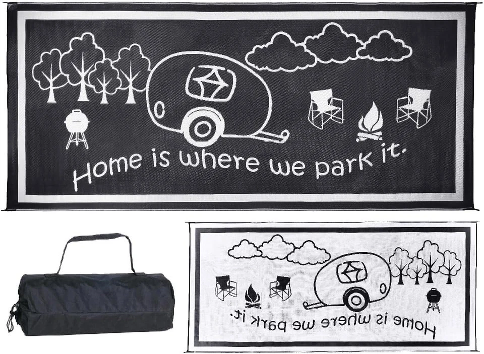 RH8181 Black/White 8-Feet -Feet RV Home Mat