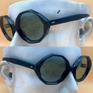GAFAS DE SOL Ultra Vintage Negro Mujer MARCOS Francia Años 70 Redondas - Imagen 1 de 10