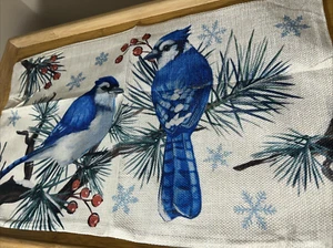 Winter Blue Bird Throw Pillow Cover Home Decor 19.5" x 11.5” - Picture 1 of 3