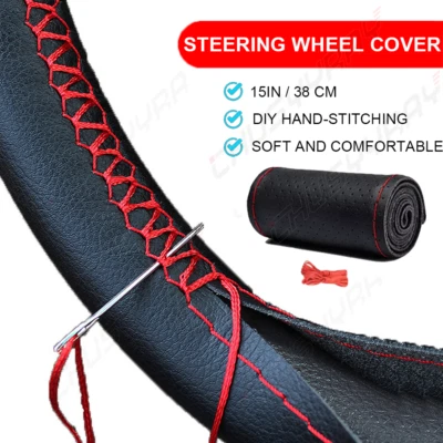 New Carbon Fiber For MAZDA New Black 15" Diameter Car Auto Steering Wheel Cover - Image 1 of 4