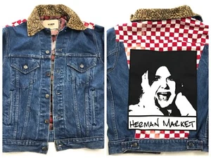Herman Market Blue Cotton Denim Patch Jacket Size S Long Sleeve Button Closure - Picture 1 of 7