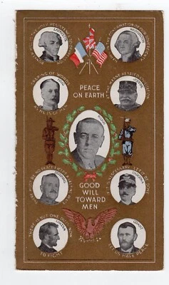 Tarjeta de Navidad patriótica Wilson 1917, Primera Guerra Mundial Banco de Ahorros del Pueblo de Cleveland Foto 1 de 2