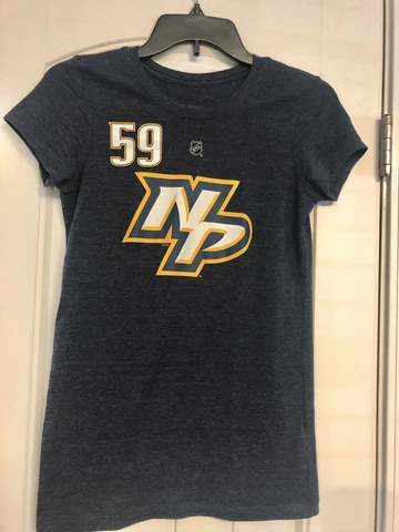 REEBOK  Nashville Predators NHL HOCKEY T-Shirt  Blue Women SMALL JOSI ROMAN 59 Cover