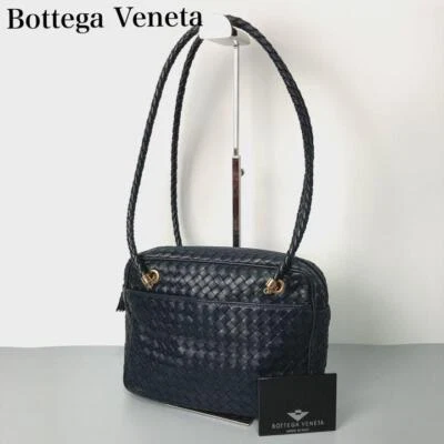 Bolso de Hombro Bottega Veneta Intrecciato Cuero Azul Marino De JAPÓN NUEVO 2502SM Foto 1 de 4