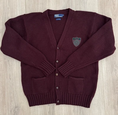 Cárdigan vintage 1989 Polo Ralph Lauren parche escudo lana XL 80s 90s suéter Foto 1 de 4