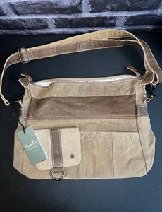 Myra Bag Brown and Tan Canvas Shoulder Bag 15 x 11 x 4 - Picture 1 of 10