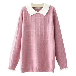 Lady Girl Pullover Knitted Sweater Ruffle Long Sleeve Jumper Shirt Winter Preppy - Picture 1 of 15