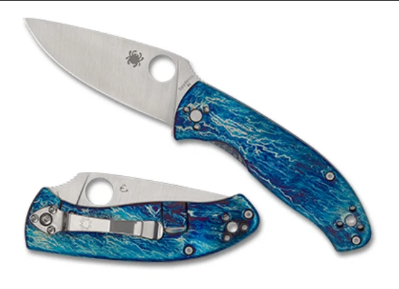 SPYDERCO KNIVES BLUE TITANIUM DISARRAY TENACIOUS FRAMELOCK KNIFE C122TIBLD2P - Image 1 of 1