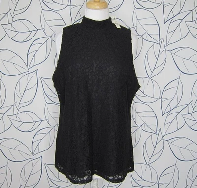 Blusa EXPRESS Negra Superpuesta Cuello Alto Sin Mangas Para Mujer Talla XL ¡Nueva! Foto 1 de 4