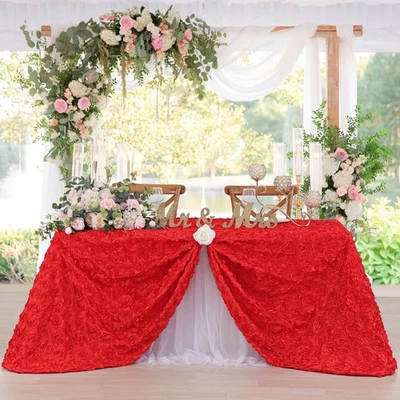 Fanqisi Red Flower Tablecloth 50x80 Inches Rosette Tablecloth Elegant Floral ... - Image 1 of 4