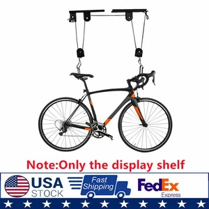 60kg Bicycle Bike Lift Hoist Ceiling Storage Hanger Pulley Rack Garage + Hooks - Picture 1 of 15
