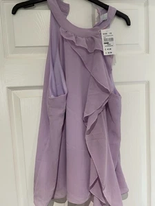 Women’s Quiz Lilac Short Sleeve Asymmetrical Ruffle Top Size 18 - Picture 1 of 1