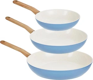 GoodCook Healthy Ceramic Titanium-Infused Assorted Set of 3, Blue/White/Tan - Picture 1 of 9