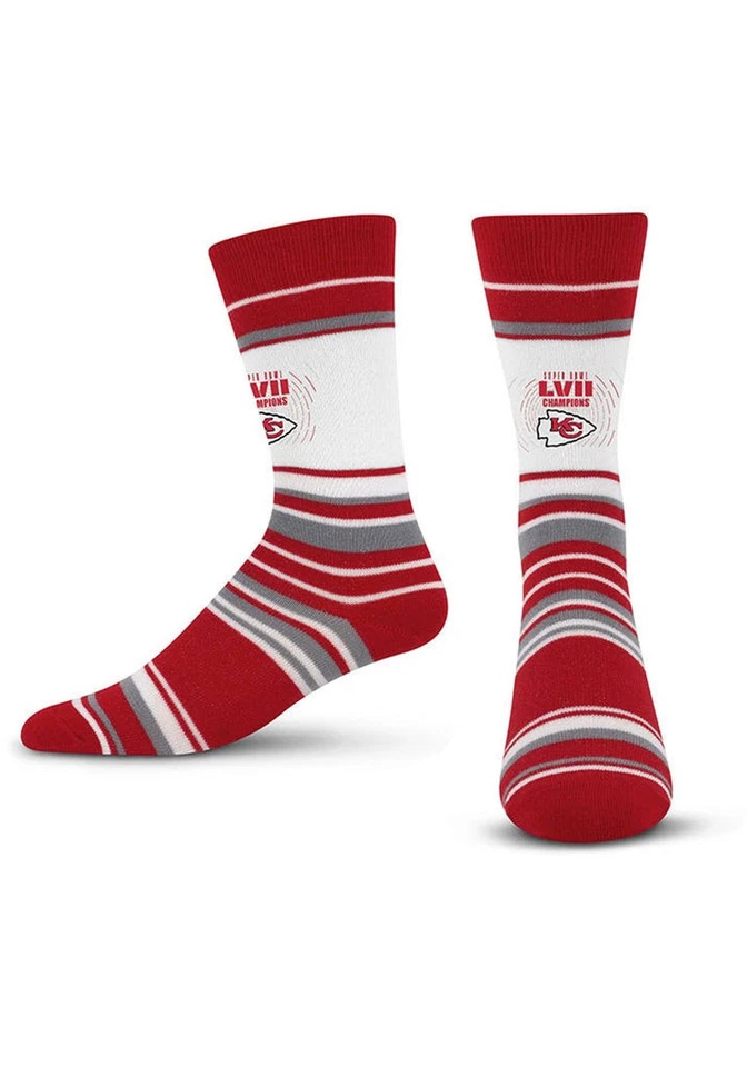 KANSAS CITY CHIEFS 2022 SB LVII CHAMPS MENS STRIPE SOCKS - Image 1 of 1