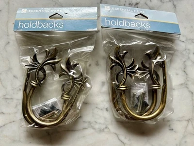 Essential Home Curtain Holdbacks Dancing Leaves Antique Brass 2 Sets - Image 1 of 4