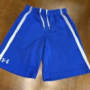 Boys Under Armour Shorts Y Small Blue Elastic Waistband - Picture 1 of 10