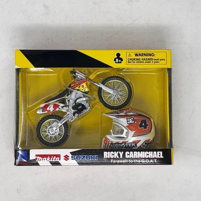 NewRay Ricky Carmichael Makita Suzuki RM-Z450 1:12 Dirt Bike Helmet Monster DC - Image 1 of 4