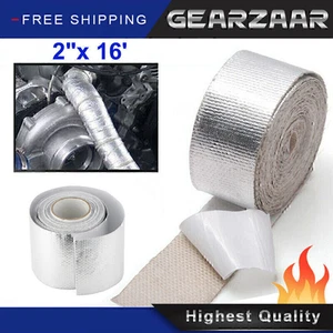 2" x16' Adhesive Exhaust Header Pipe Wrap Heat Shield Tape Exhaust Heat Wrap - Picture 1 of 14