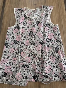 Vtg 1950s Pink Black White Cotton Bib Apron with Double Pocket and bib - Picture 1 of 13
