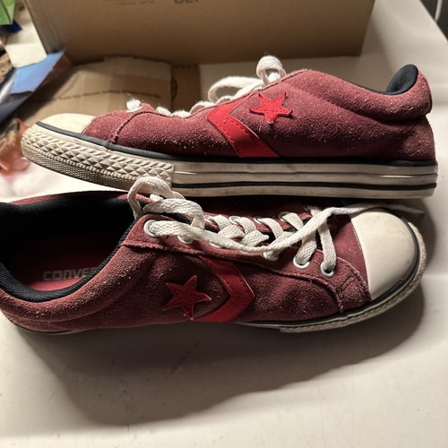 Converse Star Player taglia 5 UK EUR 38 marrone rosso basse scamosciate