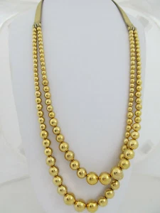 NEW Michael Kors Modern Gold-Tone Bead 2-Row Leather Buckle Necklace - Picture 1 of 8