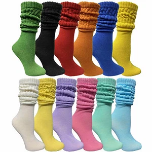 4 Pairs Women's Calf High Soft Slouch Socks Plush Cotton Thick Knit Scrunch 9-11 - Picture 1 of 1