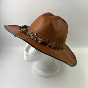 Sombrero estilo vaquero de cuero tostado vintage cubierta para campo de viento estado de la empresa-ver fotos - Imagen 1 de 17