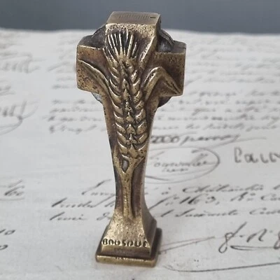 SCEAU CACHET en Bronze Signé Robert BOSQUET 1910 Croix Raisin Blé French SEAL - Photo 1/4