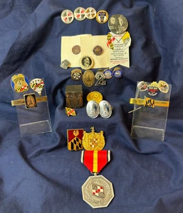Baltimore Maryland Lot Pins Frigate Coin Cuff Links Tie Tacks Slides Button - Picture 1 of 23