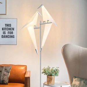 Modern LED Paper Crane Bird Light PVC Lampshade Loft Bedside Floor Lamp - Picture 1 of 47