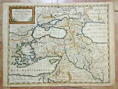 IMPERIO TURCO c. 1646 NICOLAS SANSON INUSUAL MAPA ANTIGUO GRANDE EN COLORES Foto 1 de 4