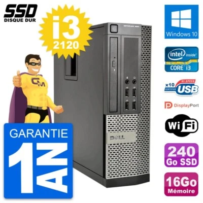 PC Dell OptiPlex 990 SFF Intel Core I3-2120 RAM 16GB SSD 240GB Windows 10 Wifi - Bild 1 von 3