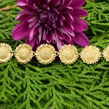 10k Yellow Gold Textured Sunflower Chain Link Bracelet 7" Long