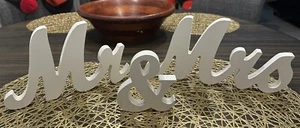 Mr & Mrs Letters Wedding Wooden Sign Party Decor Decoration Table Top Standing - Picture 1 of 13