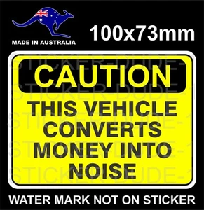 FUNNY CAUTION THIS VEHICLE CONVERTS MONEY INTO NOISE STICKER FOR HOT ROD HARLEY - Bild 1 von 1
