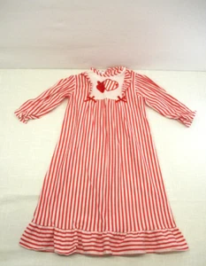 Vintage HER MAJESTY Nachthemd Pyjama Mädchen 4T rot weiß gestreift Herzen L/S Polyester USA - Bild 1 von 13