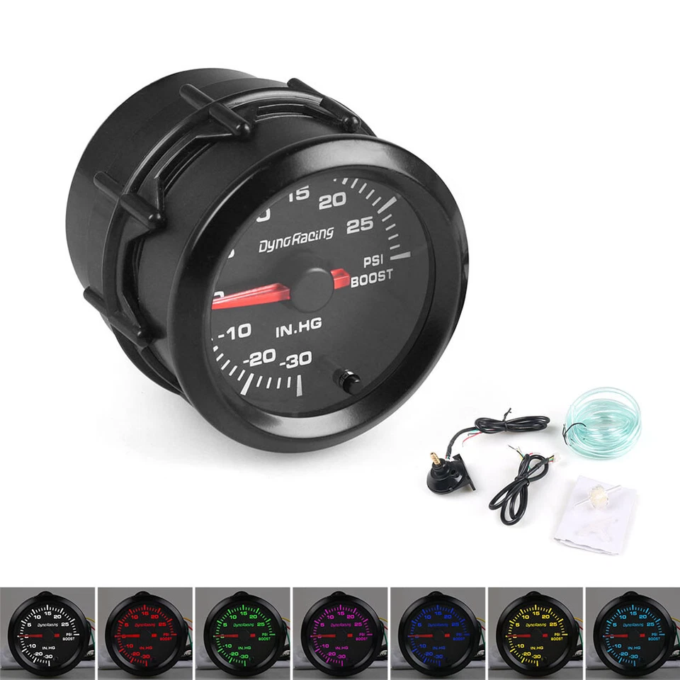 2'' 52mm Universal Car Pointer 7 Color LED Psi Turbo Boost Gauge Pressure Meter - Image 1 of 4