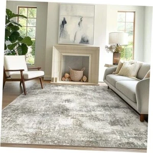 Washable Area Rugs for Living Room Bedroom, 8x10 Modern Abstract 8X10 Slate - Picture 1 of 8