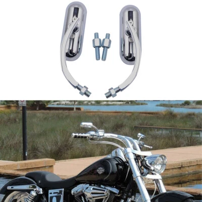 Mini espejos retrovisores ovalados cromados para motocicleta Harley Davidson Street Glide Road King Foto 1 de 4