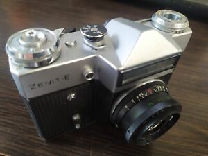 Vintage reflex camera Zenit-E Industar-50-2 50mm F3.5 Lens USSR Soviet