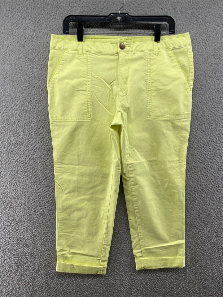 Tommy Hilfiger 女式卷帘标签霓虹绿裤子 12 码 — 第 1/4 张图片