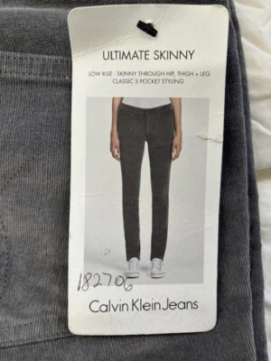 PANTALONES DE PANA AJUSTADOS DEFINITIVOS para mujer Calvin Klein (gris 10x32) nuevos con etiquetas Foto 1 de 3