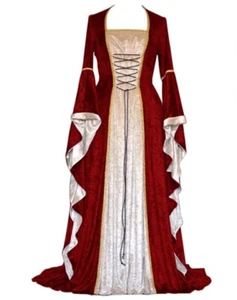 Medieval Renaissance Dress Costume Adult Large Stretchy Long Dress Bell Sleeves - Picture 1 of 11