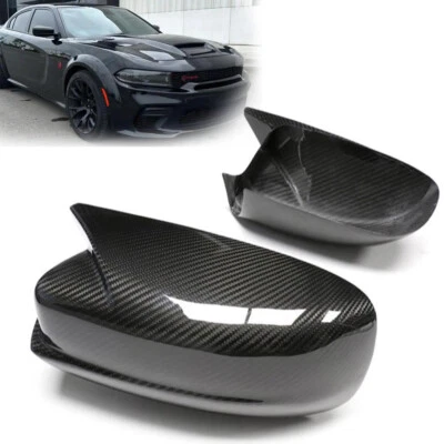 Tapas de cubierta de espejo retrovisor lateral de fibra de carbono estilo M para Dodge Charger 2011-2023 Foto 1 de 4