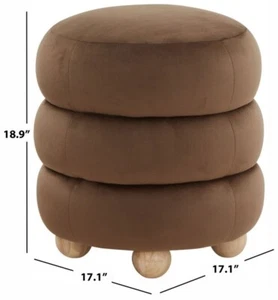 Safavieh CECELIA ROUND OTTOMAN, Reduced Price 2172751979 SFV5133D - Picture 1 of 5
