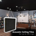 Black Theater Acoustic Drop Ceiling Tiles 24"x24"x1" Sound Absorbing, 20 pcs