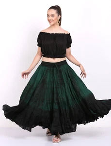 Damenrock 25 Yard 40 Zoll lang Baumwolle 4 Stufen Übergröße grün Batik Röcke - Bild 1 von 6