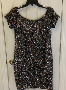 Gianni Bini Cocktail Sequin Sheath Dress Size 12 Multicolor Sequins Dress - Picture 1 of 6