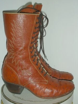 Botas victorianas Steampunk Granny de cuero de avestruz personalizadas de colección RARAS 6,5 M Foto 1 de 4