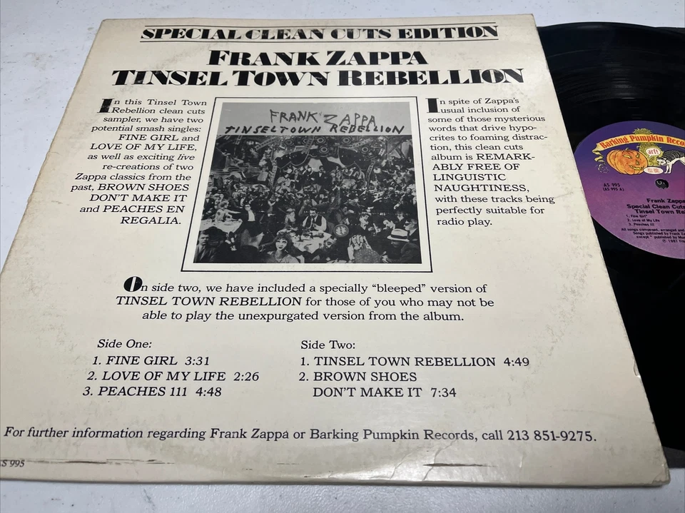 Frank Zappa – Special Clean Cuts Edition - Tinsel Town Rebellion 1981 Promo EP - Image 1 of 4